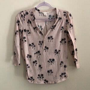 H&M Pink Palm Tree Print Top